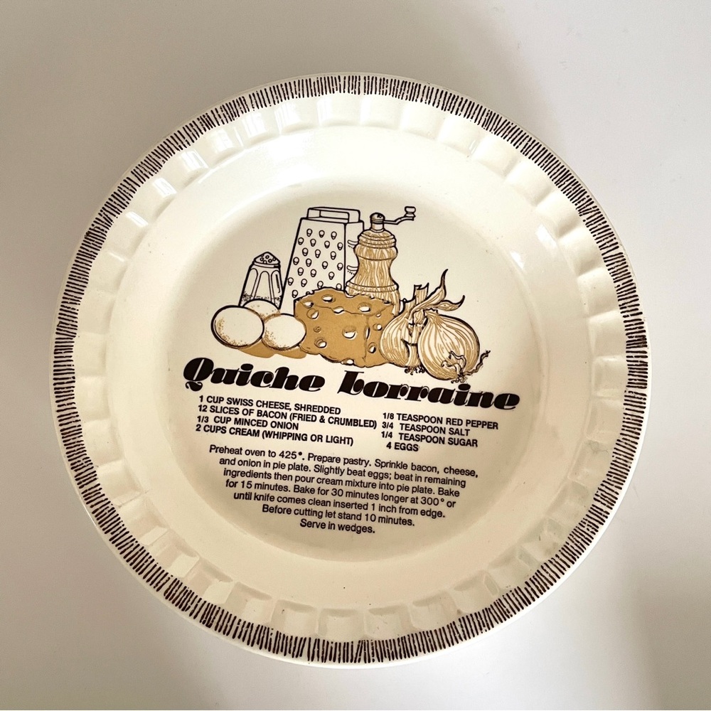 ⁠Vintage Royal China Jeannette Quiche Lorraine Recipe Pie Dish Deep Farmhouse